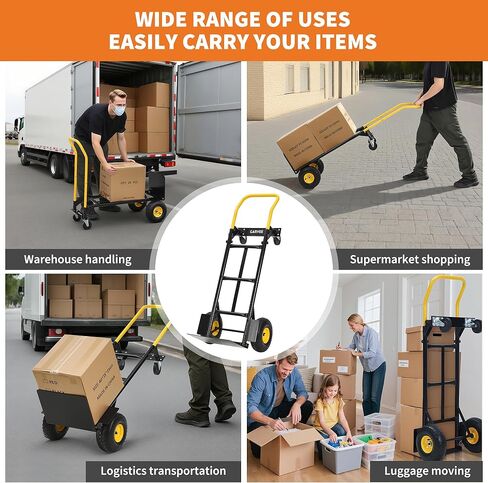 Convertible Hand Truck and Cart, 2 in 1 Utility Dolly Platform Cart with 4 Wheels, 800 LBS Heavy Duty Hand Cart for Moving, Shopping, Luggage, Travel, Office Use in Saudi Arabia