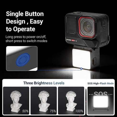 JJC LED Light for Insta360 Ace Pro 2 Accessories, Magnetic Auxiliary Fill Light Attachment, Rechargeable IPX5 Waterproof Mini Video Light, for Selfie Vlog Recording Lightweight in Saudi Arabia