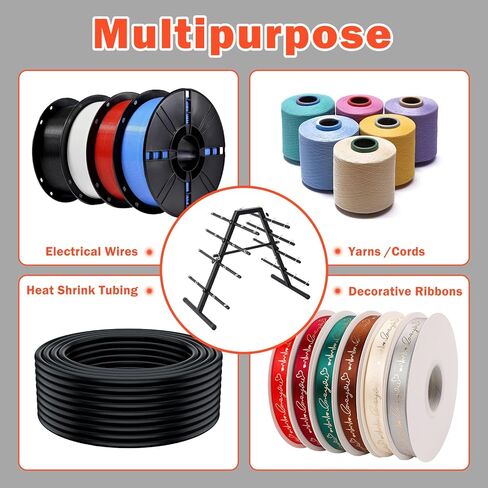CXRCY Wire Spool Rack - Heavy Duty Cable Dispenser with 9 Adjustable Rods for 29 Spools, Portable Hand Wire Spool Caddy for Electrical, Industrial, Retail, Warehouse Use in Saudi Arabia