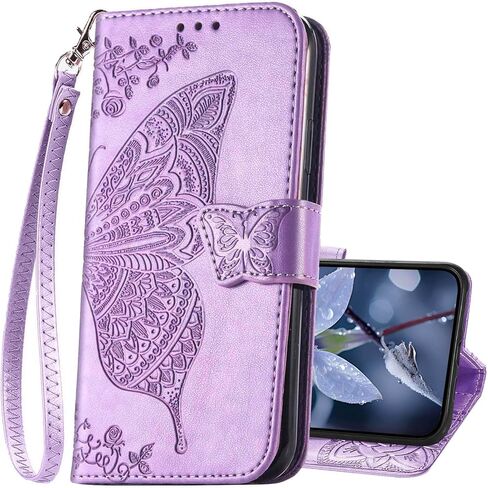 for Moto G Play 2026 Phone Case Wallet,Women Butterfly Embossed PU Leather Kickstand Card Holder Slots Wrist Strap Flip Cover Purse for Motorola Moto G Play (2026) (Purple) in Saudi Arabia