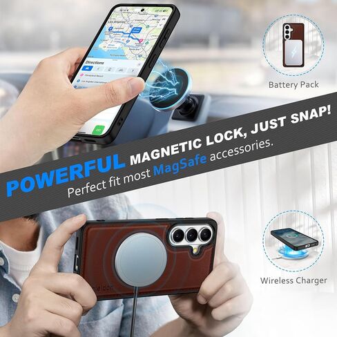 SHIELDON Wallet Case for Galaxy S26 6.3-inch 5G, 2-in-1 Detachable, Genuine Leather, Wireless Charging, Magnetic, RFID Blocking Credit Card Holder, Kickstand, Full Protective Cover - Retro Coffee in Saudi Arabia