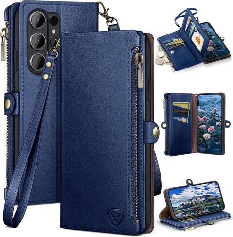 XcaseBar compatible with ‌Samsung Galaxy S26 Ultra Wallet case with Zipper Credit Card Holder【RFID Blocking】,Flip Folio Book PU Phone case Shockproof Cover Women Men for Samsung S26Ultra case Wine Red in Saudi Arabia