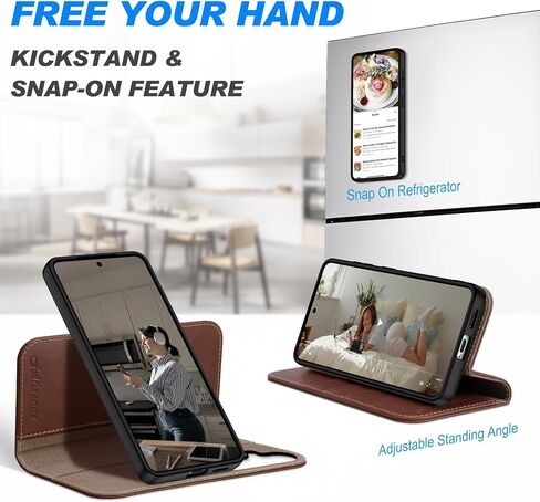 SHIELDON Wallet Case for Galaxy S26 6.3-inch 5G, 2-in-1 Detachable, Genuine Leather, Wireless Charging, Magnetic, RFID Blocking Credit Card Holder, Kickstand, Full Protective Cover - Retro Coffee in Saudi Arabia