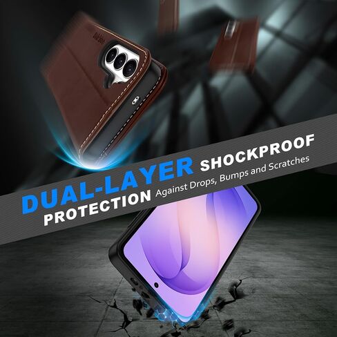 SHIELDON Wallet Case for Galaxy S26 6.3-inch 5G, 2-in-1 Detachable, Genuine Leather, Wireless Charging, Magnetic, RFID Blocking Credit Card Holder, Kickstand, Full Protective Cover - Retro Coffee in Saudi Arabia