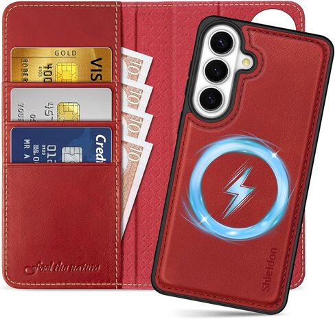 SHIELDON Wallet Case for Galaxy S26 6.3-inch 5G, 2-in-1 Detachable, Genuine Leather, Wireless Charging, Magnetic, RFID Blocking Credit Card Holder, Kickstand, Full Protective Cover - Retro Coffee in Saudi Arabia