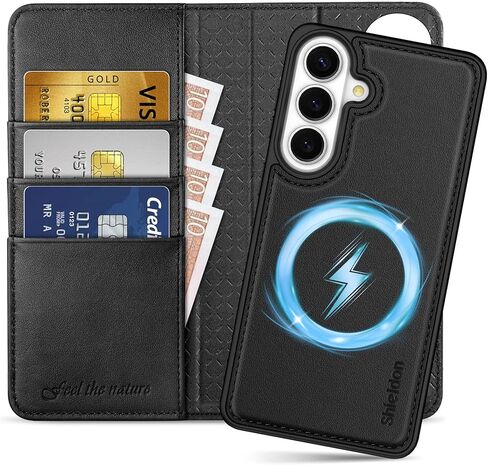 SHIELDON Wallet Case for Galaxy S26 6.3-inch 5G, 2-in-1 Detachable, Genuine Leather, Wireless Charging, Magnetic, RFID Blocking Credit Card Holder, Kickstand, Full Protective Cover - Retro Coffee in Saudi Arabia