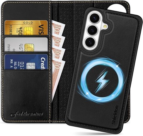 SHIELDON Wallet Case for Galaxy S26 6.3-inch 5G, 2-in-1 Detachable, Genuine Leather, Wireless Charging, Magnetic, RFID Blocking Credit Card Holder, Kickstand, Full Protective Cover - Retro Coffee in Saudi Arabia