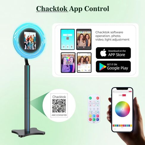 MWE Portable Photo Booth Machine Compatible Any Ipad,Lightweight PhotoBooth Stand Shell with ChackTok Software Control, RGB Ring Light, Easy Installation, disassembly, and Transport in Saudi Arabia