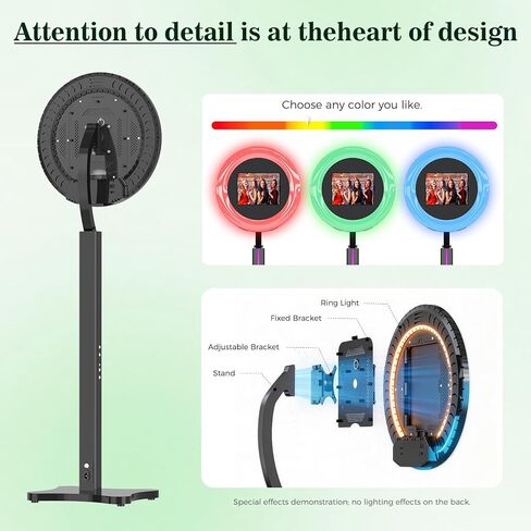 MWE Portable Photo Booth Machine Compatible Any Ipad,Lightweight PhotoBooth Stand Shell with ChackTok Software Control, RGB Ring Light, Easy Installation, disassembly, and Transport in Saudi Arabia
