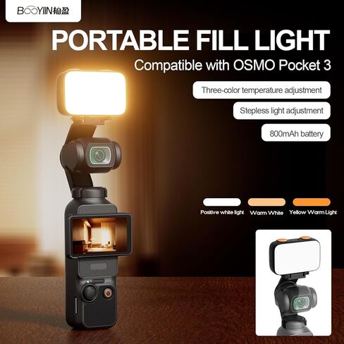 ضوء تعبئة LED لجيب DJI osmo Pocket 3 محمول للتصوير الفوتوغرافي للجيب فلاش كاميرا الحركة مع 3 أوضاع ألوان 800 مللي أمبير في الساعة 40 خرزة LED DJI Pocket 3 ملحقات لتسجيل فيديو Vlog in Saudi Arabia