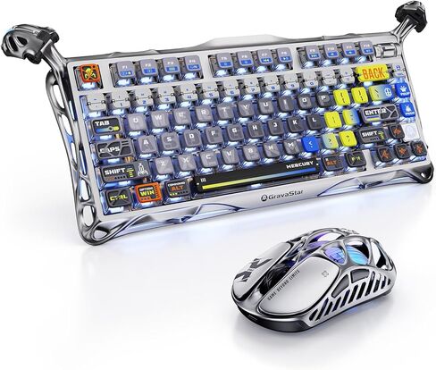 لوحة مفاتيح GravaStar Mercury K1 Pro وماوس X Pro Interstellar Silver in Kuwait