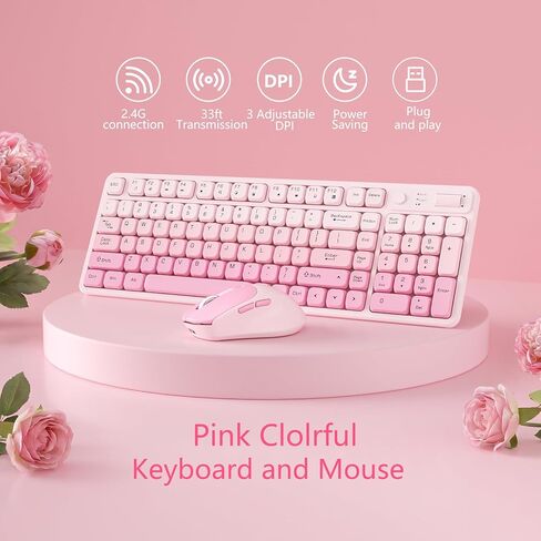 Wireless Keyboard and Mouse Combo, Full-Size USB Keyboard with Back Stand, 2.4GHz Wireless for Desktop, Laptop and Computer in Saudi Arabia