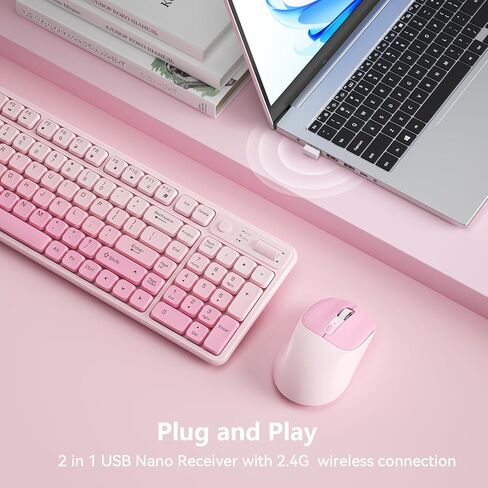 Wireless Keyboard and Mouse Combo, Full-Size USB Keyboard with Back Stand, 2.4GHz Wireless for Desktop, Laptop and Computer in Saudi Arabia