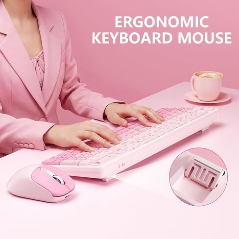 Wireless Keyboard and Mouse Combo, Full-Size USB Keyboard with Back Stand, 2.4GHz Wireless for Desktop, Laptop and Computer in Saudi Arabia