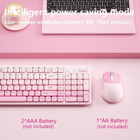 Wireless Keyboard and Mouse Combo, Full-Size USB Keyboard with Back Stand, 2.4GHz Wireless for Desktop, Laptop and Computer in Saudi Arabia