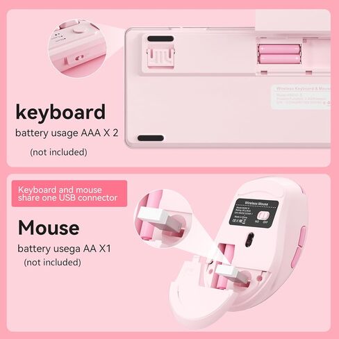 Wireless Keyboard and Mouse Combo, Full-Size USB Keyboard with Back Stand, 2.4GHz Wireless for Desktop, Laptop and Computer in Saudi Arabia