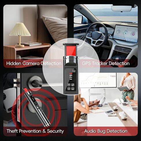 Hidden Camera Detectors,Spy Camera Finder, GPS Tracker Detector RF WiFi Signal Scanner Rechargeable,5 Working Modes for Hotel,Bathroom,Travel,Office (Black) in Saudi Arabia