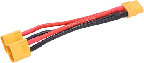 Alomejor XT60 Parallel Battery Connector Cable, Dual Extension Y Splitter 1 Female to 2 Male Super Soft Silicone Wire, with Corrosion Resistance for RC Model Cars Airplanes Boats in Saudi Arabia