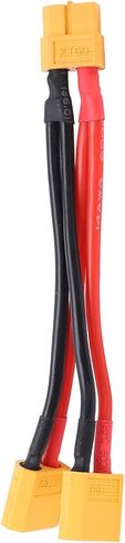 Alomejor XT60 Parallel Battery Connector Cable, Dual Extension Y Splitter 1 Female to 2 Male Super Soft Silicone Wire, with Corrosion Resistance for RC Model Cars Airplanes Boats in Saudi Arabia