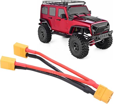 Alomejor XT60 Parallel Battery Connector Cable, Dual Extension Y Splitter 1 Female to 2 Male Super Soft Silicone Wire, with Corrosion Resistance for RC Model Cars Airplanes Boats in Saudi Arabia