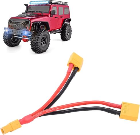 Alomejor XT60 Parallel Battery Connector Cable, Dual Extension Y Splitter 1 Female to 2 Male Super Soft Silicone Wire, with Corrosion Resistance for RC Model Cars Airplanes Boats in Saudi Arabia