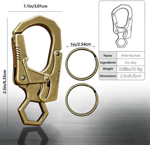 Ahiller Double Locking Carabiner Clip - Zinc Alloy Mens Keychain with Key Rings,Heavy Duty Multitool Carabiner for Keys Camping Sports Hiking Backpack in Kuwait