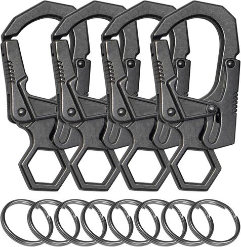 Ahiller Double Locking Carabiner Clip - Zinc Alloy Mens Keychain with Key Rings,Heavy Duty Multitool Carabiner for Keys Camping Sports Hiking Backpack in Kuwait