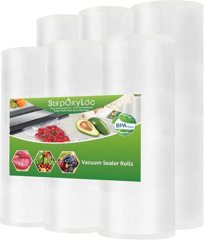 SurpOxyLoc 6 Pack 8"x20'(3Rolls) and11"x20'(3Rolls) Food Vacuum Sealer Bags Rolls with BPA Free,Heavy Duty,Great for Sous Vide and Vac Seal storage in Saudi Arabia