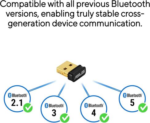 ASUS USB-BT600 Bluetooth 6.0 Adapter, Supports Up to 7 Device Connections, Ultra-Compact, Compatible with Windows 11/10 & Linux for Desktop and Laptop in Saudi Arabia