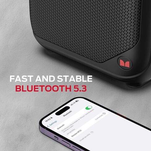 مكبرات صوت بلوتوث محمولة Monster MFS 1، مكبر صوت بلوتوث لاسلكي مع صوت ستيريو عالي 40 وات، مكبرات صوت خارجية بمقبض، وقت تشغيل 12 ساعة، يدعم بطاقة TF، AUX للأماكن الداخلية والخارجية in Kuwait
