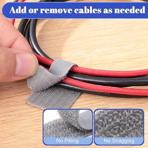100 Pcs Hook and Loop Cable Ties, Self Adhesive Cable Management Under Desk Cable Straps, Adjustable Cord Organizer for Desk Home Office Organization (Grey) in Saudi Arabia