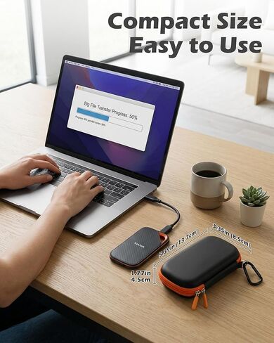 حقيبة حمل صلبة ProCase لـ 2025 SanDisk Extreme Pro SSD المحمولة مع USB4 4 تيرابايت 2 تيرابايت، محرك أقراص الحالة الصلبة الخارجي USB-C غطاء حماية للسفر EVA مع 3 فتحات للبطاقات - أسود in Saudi Arabia