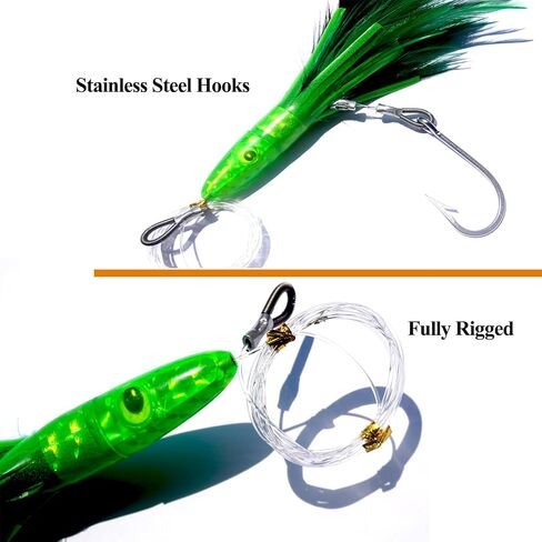 Set of 5 Colors Trolling Tuna Lures Saltwater Fishing Lures for Marlin Mahi Dolphin Durado Wahoo with Fully Rigged and Hooks-Jet Head Feather in Saudi Arabia