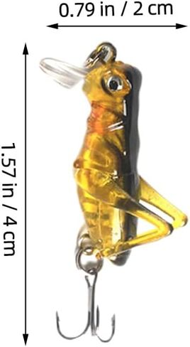 5 Pcs Simulated Cricket Fishing Lures with Weighted Hooks and Tongue Depressor Floating Hard Baits for Freshwater Fish in Luminous Green Yellow Black Gold in Saudi Arabia