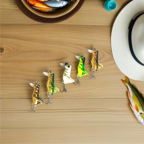 5 Pcs Simulated Cricket Fishing Lures with Weighted Hooks and Tongue Depressor Floating Hard Baits for Freshwater Fish in Luminous Green Yellow Black Gold in Saudi Arabia