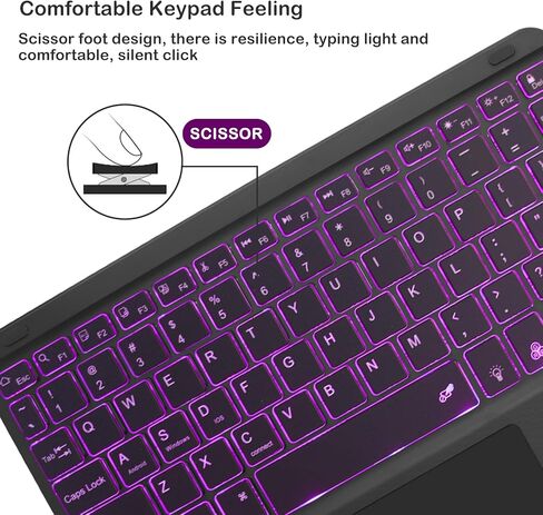 Wireless Bluetooth Keyboard with Touchpad for iPad - 7 Colors Backlit - Tablet Keyboard Rechargeable for iPad Pro/iPad Air/iPad mini and Other iOS Android Windows Devices(Black) in Saudi Arabia