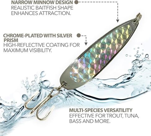 Crocodile Spoon Fishing Lures 5oz, 6 Pcs Silver Chrome Plated with Treble Hooks, for Freshwater & Saltwater Casting, Includes Storage Box, Ideal for Trout, Bass, Tuna, Halibut & More in Saudi Arabia