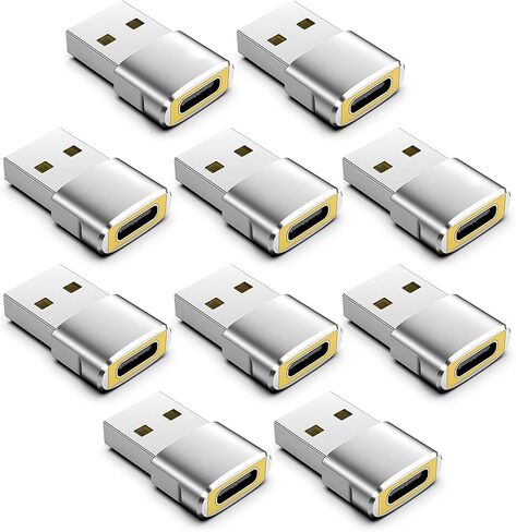 10-Pack USB to USB C Adapters, USBC Female to USB A Male Adapter,Type C Converter Charger for iPhone 11 12 13 14 15 16 17 Pro Max,iPad Pro Air 4 Mini 6,Samsung Galaxy S25 S24 S23 S22,Pixel in Saudi Arabia