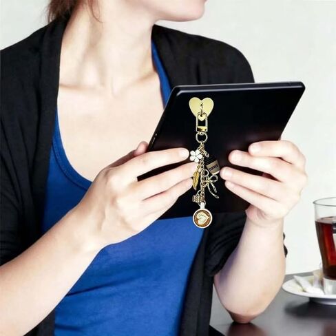 سلسلة ساحرة لجهاز Kindle، سلسلة سحر للقارئ الإلكتروني للقهوة مع قابس غبار من النوع C ديكور ذهبي لطيف متوافق مع ملحقات تزيين سلسلة مفاتيح Kindle والهاتف، هدايا الكتب لمحبي الكتب in Kuwait