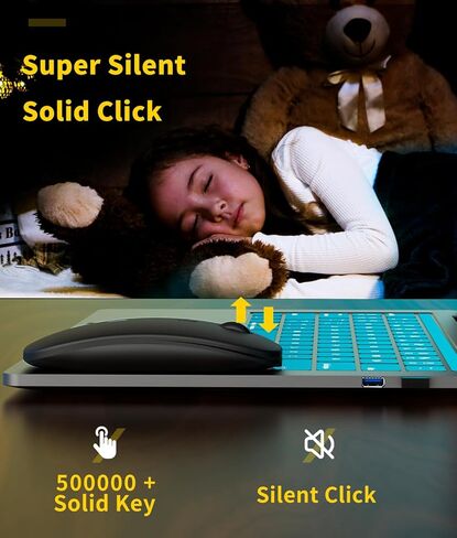 Wireless Mouse Rechargeable, 2.4G Silent Ultra Slim Portable Mouse,4 Adjustable DPI 800/1000/1200/1600 Quiet Click Cordless Mouse for Laptop PC Computer-Black in Saudi Arabia