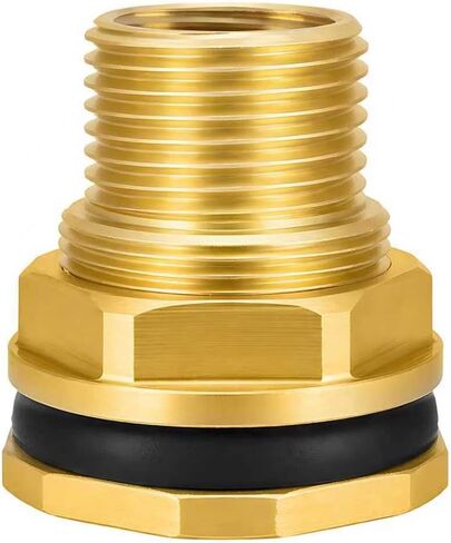 Brass Tank Bulkhead Fitting With Plug,Double 1/2" Female NPT and 3/4" Male GHT (Garden Hose Threaded) in Saudi Arabia