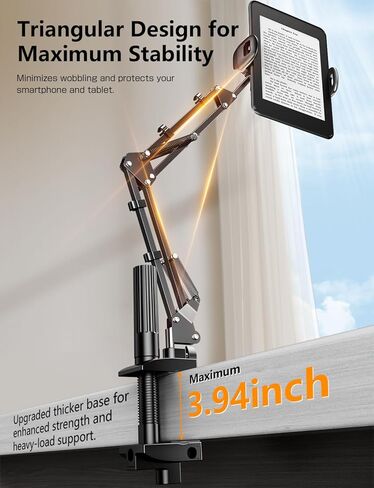 Tryone Gooseneck Kindle وحامل الهاتف لغرفة النوم أو المكتب أو المطبخ أو الأريكة. ذراع دوار 360 درجة بقاعدة ثابتة يناسب الهواتف وأجهزة القراءة الإلكترونية معدن 4 مفاصل ذراع حر اليدين يناسب 4.7-8.6 بوصة - أسود 31.5 بوصة in Kuwait