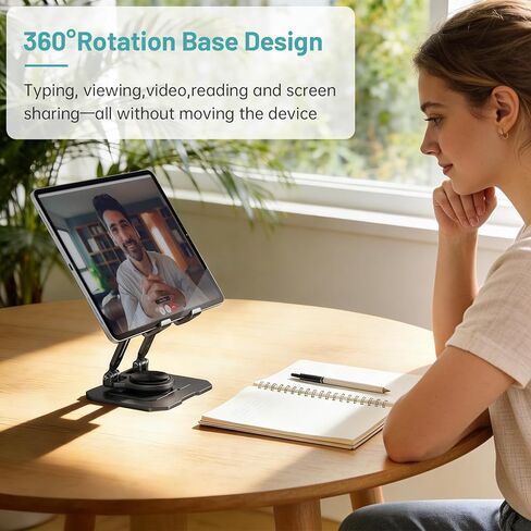 حامل iPad للكمبيوتر اللوحي للمكتب، قاعدة معدنية قابلة للدوران 360 درجة، حامل ارتفاع قابل للتعديل، متوافق مع 4.7-15.9 بوصة iPad Pro/Air/Mini، القارئ الإلكتروني، وسادات LG، Nexus، Switch، iPhone Pro/Max/Air/Plus in Kuwait