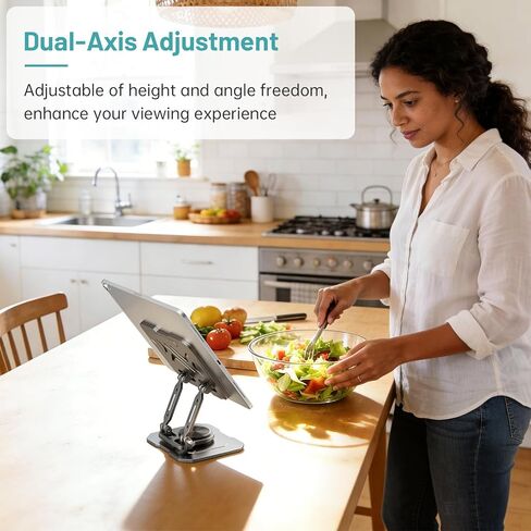 حامل iPad للكمبيوتر اللوحي للمكتب، قاعدة معدنية قابلة للدوران 360 درجة، حامل ارتفاع قابل للتعديل، متوافق مع 4.7-15.9 بوصة iPad Pro/Air/Mini، القارئ الإلكتروني، وسادات LG، Nexus، Switch، iPhone Pro/Max/Air/Plus in Kuwait