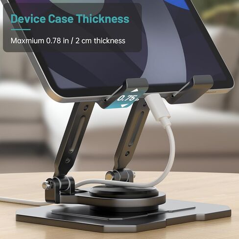 حامل iPad للكمبيوتر اللوحي للمكتب، قاعدة معدنية قابلة للدوران 360 درجة، حامل ارتفاع قابل للتعديل، متوافق مع 4.7-15.9 بوصة iPad Pro/Air/Mini، القارئ الإلكتروني، وسادات LG، Nexus، Switch، iPhone Pro/Max/Air/Plus in Kuwait