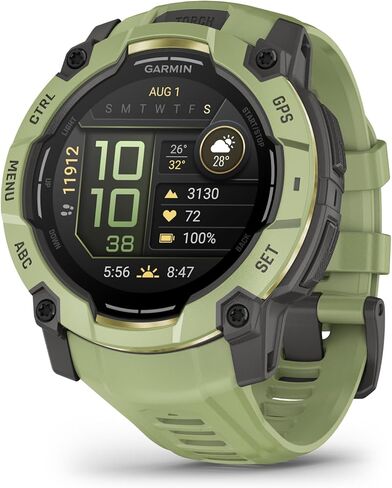 Garmin Instinct® 3 – 50 mm, AMOLED Display, Rugged Outdoor GPS Smartwatch, Built-in Flashlight, Alpine Rush Collection Limited Edition Color, Fern Green with Fern Green Band in Kuwait