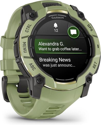 Garmin Instinct® 3 – 50 mm, AMOLED Display, Rugged Outdoor GPS Smartwatch, Built-in Flashlight, Alpine Rush Collection Limited Edition Color, Fern Green with Fern Green Band in Kuwait
