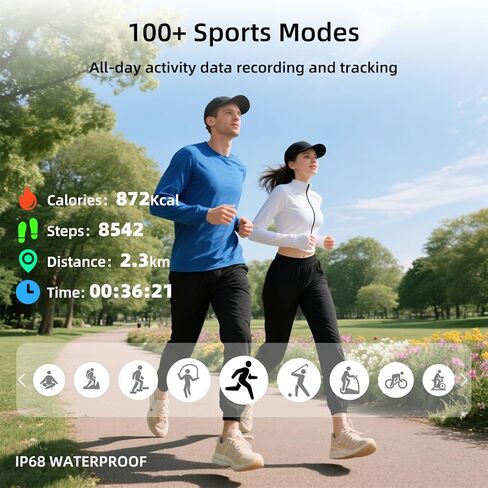 ساعة ذكية، نظام تحديد المواقع العالمي (GPS) وخرائط مجانية، شاشة عالية الدقة مقاس 1.96 بوصة، تقنية الذكاء الاصطناعي، مكالمات ورسائل نصية عبر البلوتوث، الصحة واللياقة البدنية ومتتبع النوم على مدار الساعة طوال أيام الأسبوع، أكثر من 100 وضع للتمرين، 5 ATM مقا in Saudi Arabia