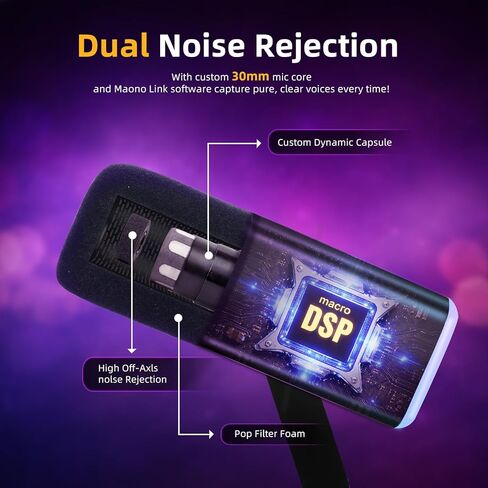 ميكروفون ألعاب VCOM XLR/USB للكمبيوتر الشخصي، ميكروفون كمبيوتر ديناميكي لبث البودكاست، ضوء RGB، زر كتم الصوت، مقبس سماعات الرأس، حامل سطح المكتب، ميكروفون صوتي للغناء على YouTube TikTok in Kuwait