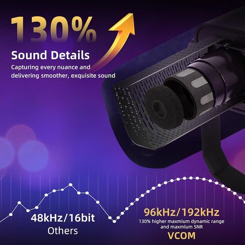 ميكروفون ألعاب VCOM XLR/USB للكمبيوتر الشخصي، ميكروفون كمبيوتر ديناميكي لبث البودكاست، ضوء RGB، زر كتم الصوت، مقبس سماعات الرأس، حامل سطح المكتب، ميكروفون صوتي للغناء على YouTube TikTok in Kuwait